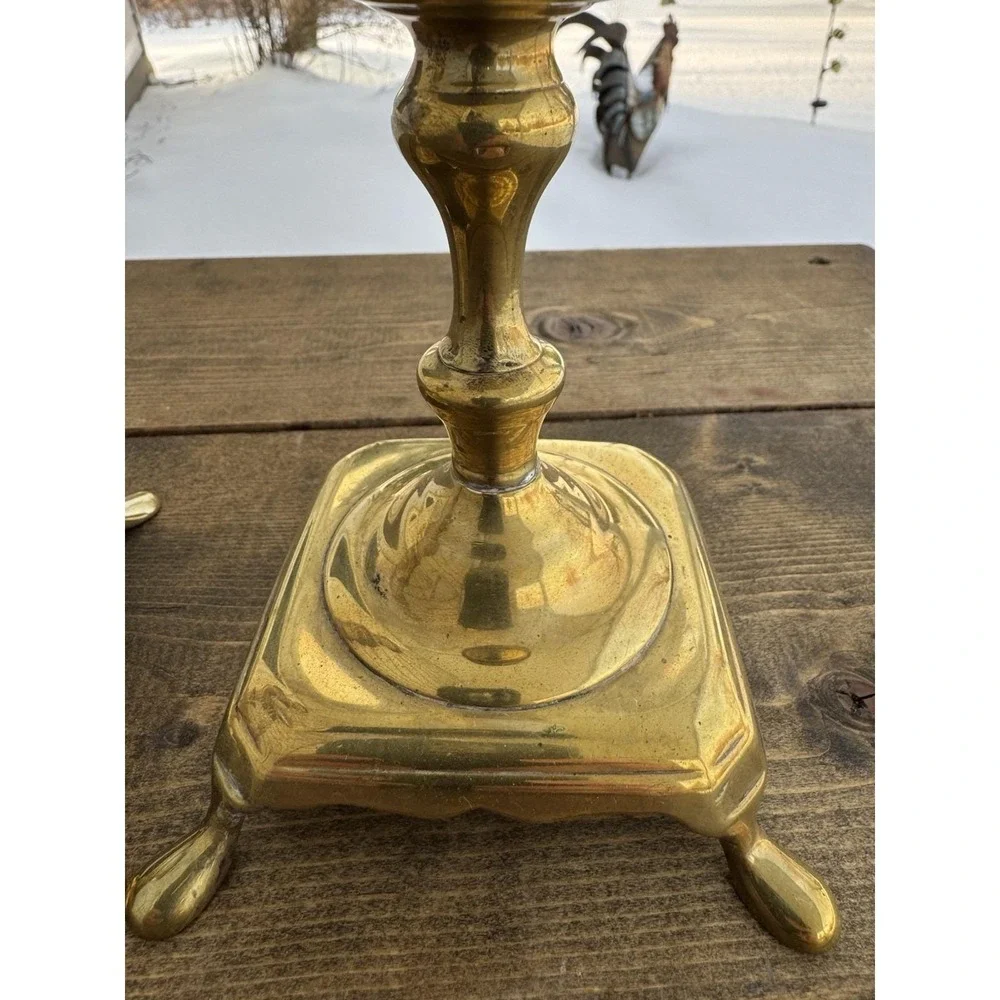 Vintage Solid Brass Candlesticks Pair 7